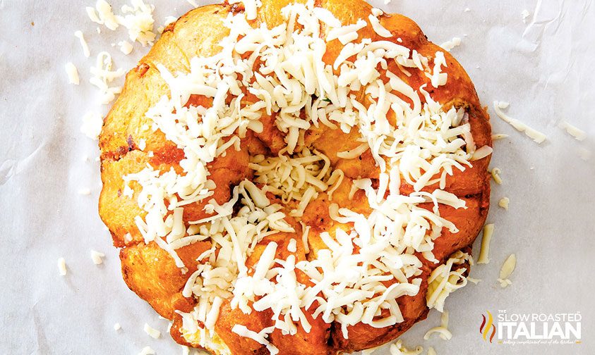 baked meatball pull apart bread on counter