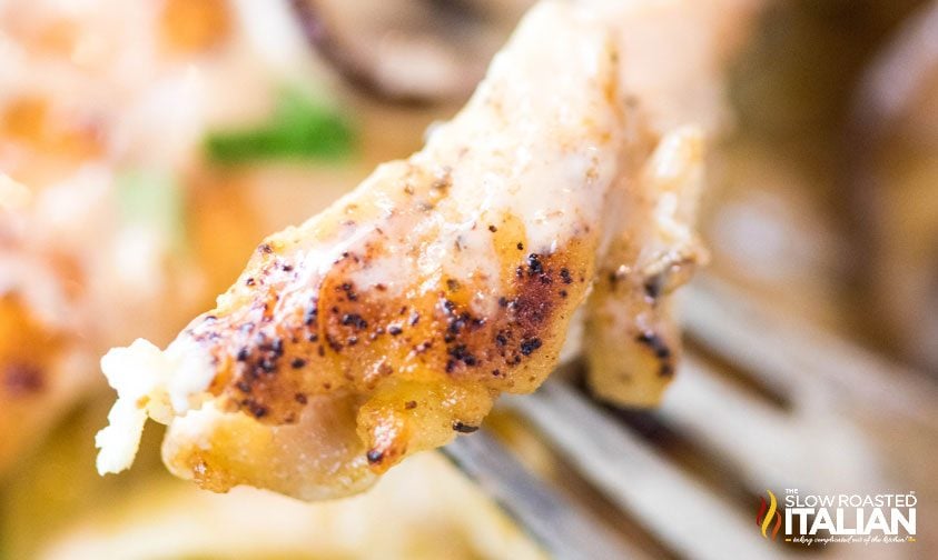 chicken marsala on fork