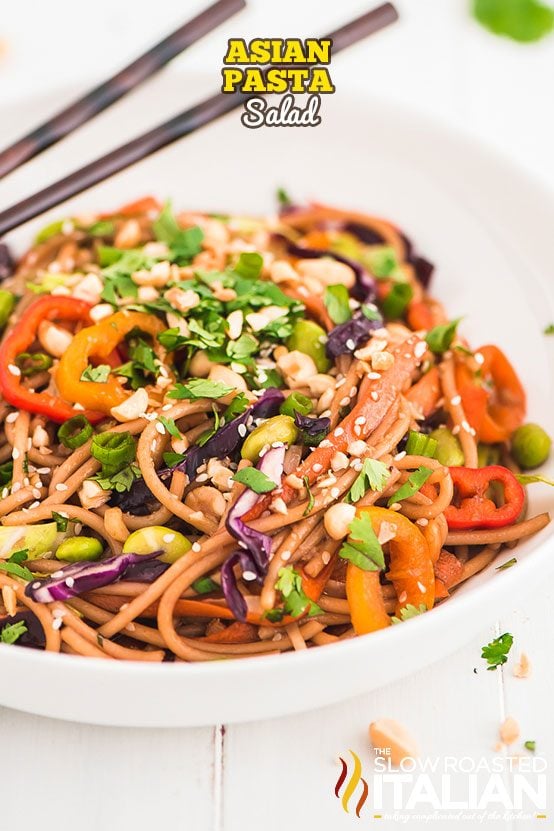 titled (shown in bowl with chopsticks) asian noodle salad