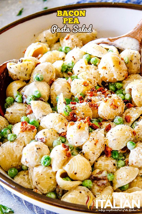 creamy pasta salad with peas and bacon