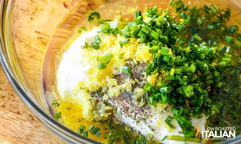 mixing dressing for pasta salad