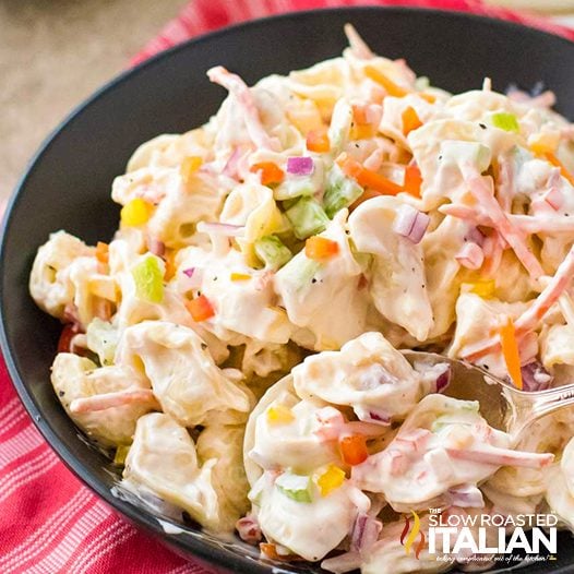 Creamy Tortellini Pasta Salad In Bowl