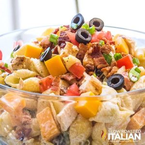 Chicken Bacon Ranch Pasta Salad In Bowl