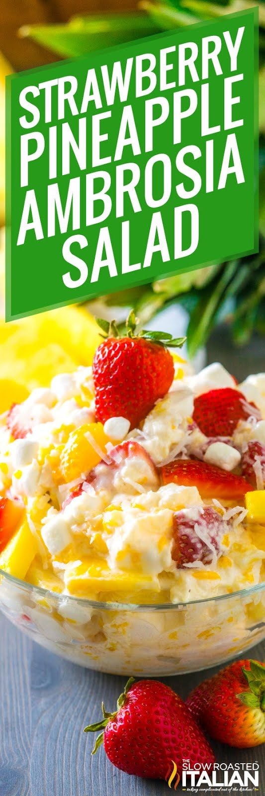 strawberry pineapple ambrosia salad -pin