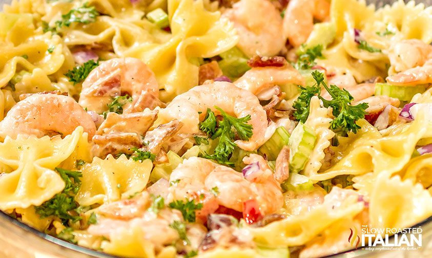 mixed bacon shrimp pasta salad
