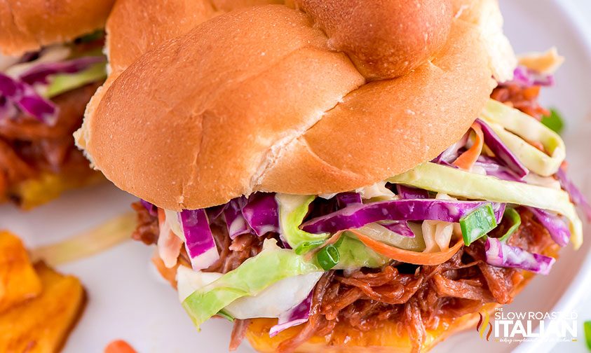 hawaiian pulled pork sandwich on plate