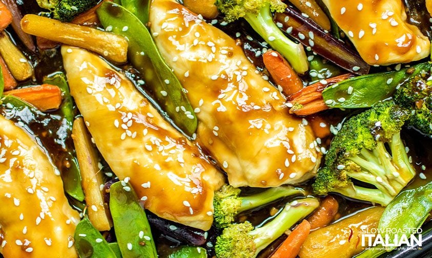 honey garlic chicken and veggies