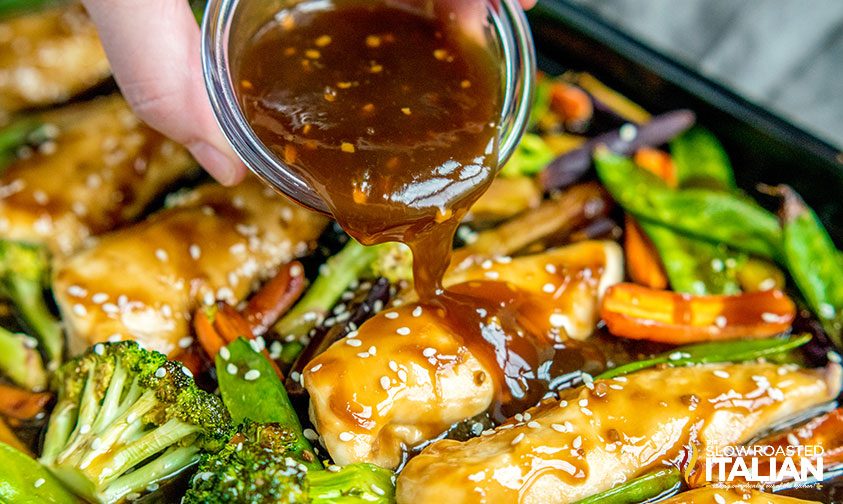 honey garlic chicken on sheet pan