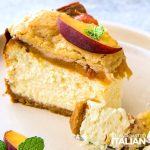 slice of peach cobbler cheesecake