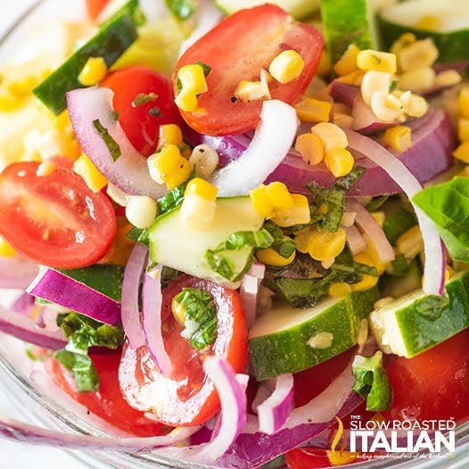 summer vegetable salad close up