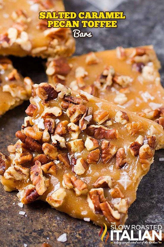 Salted Caramel Pecan Toffee Bars
