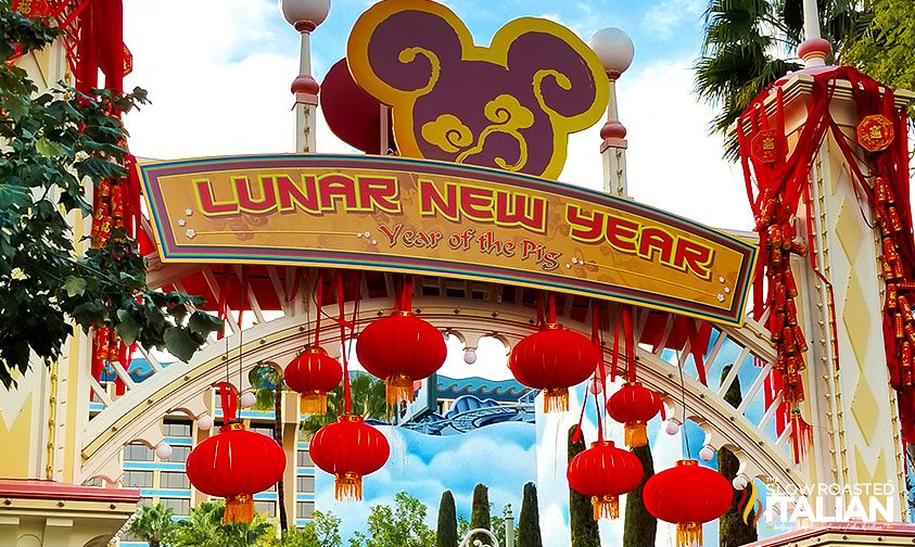 lunar new year signage at Disney resort