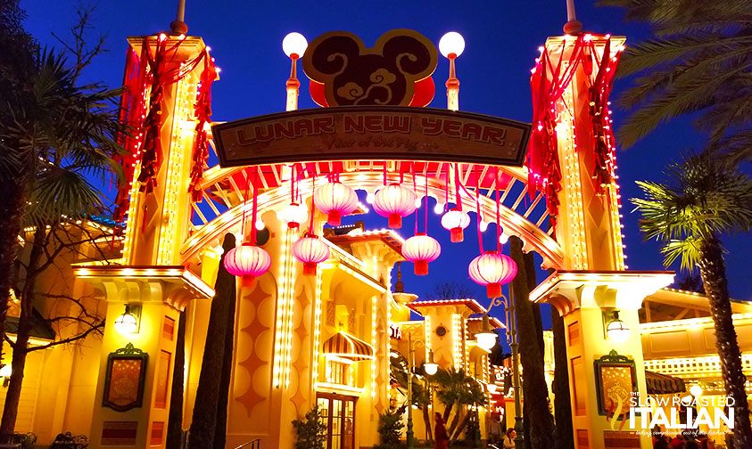 Disneyland resort lit up at night