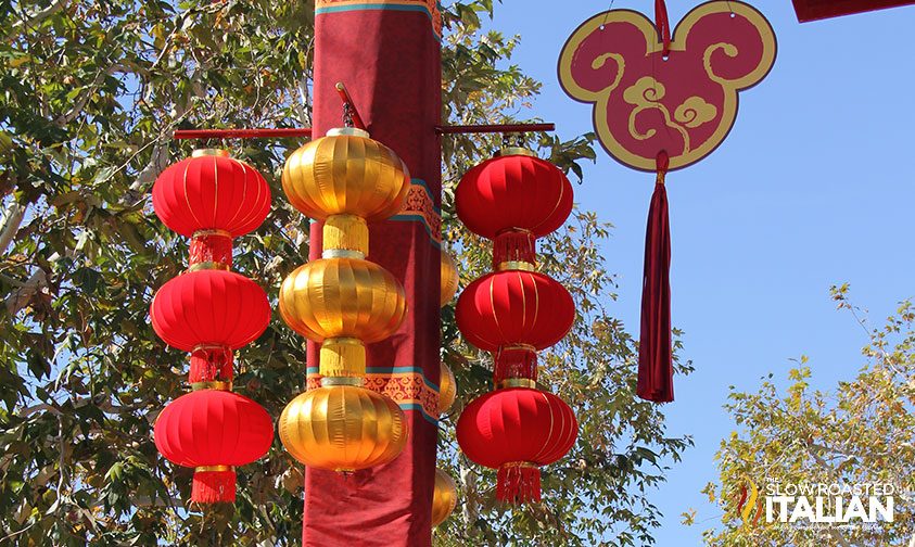 decorations for lunar new year at Disneyland Resort