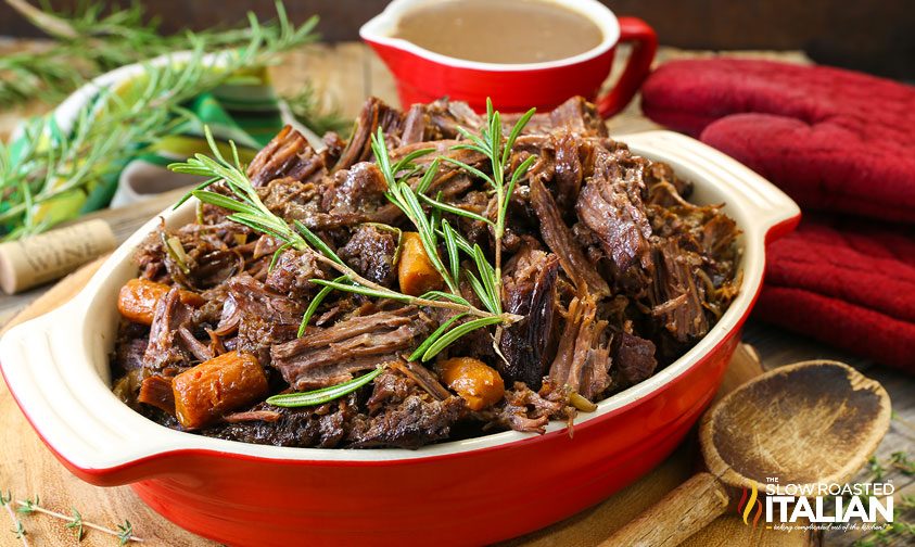 hearty beef pot roast with carrots and rosemary