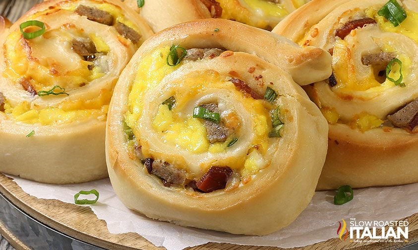 cheese sausage and egg breakfast pinwheels
