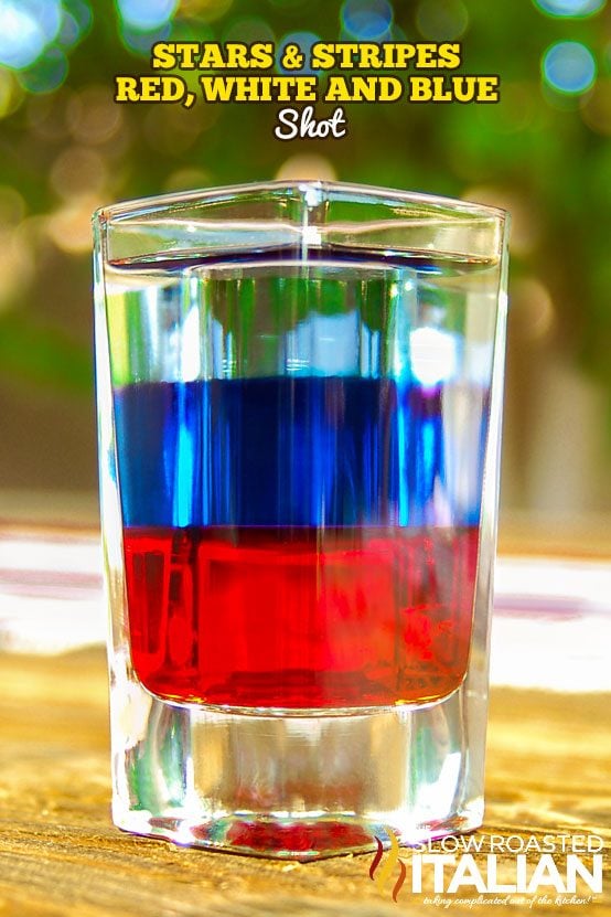 red white and blue shot in glass