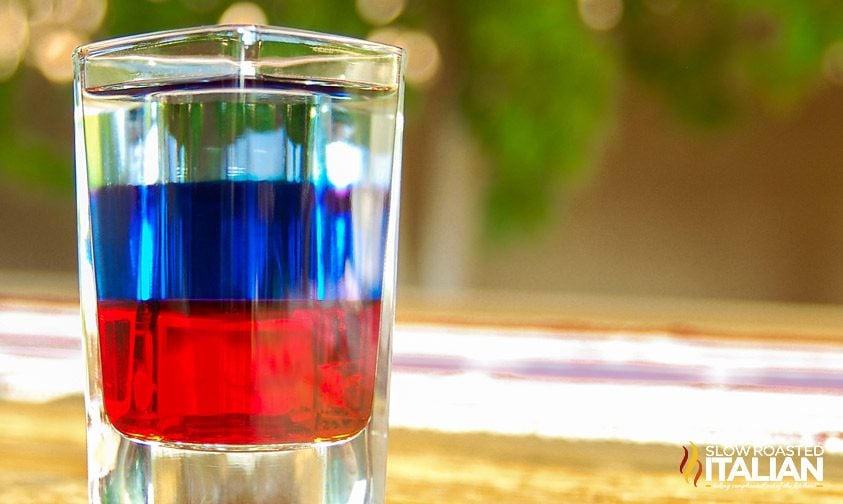 red white and blue shot layered perfectly