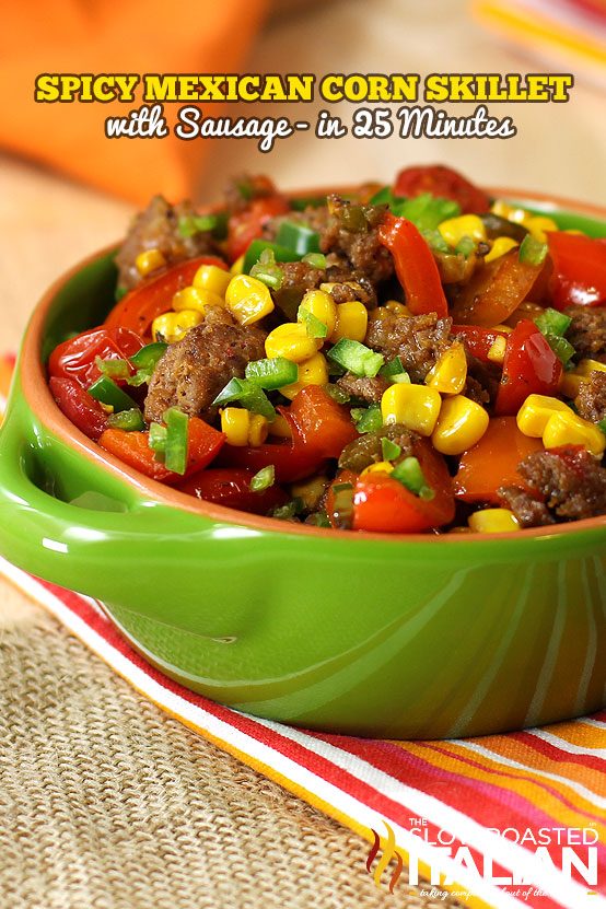 spicy mexican corn skillet in a green bowl