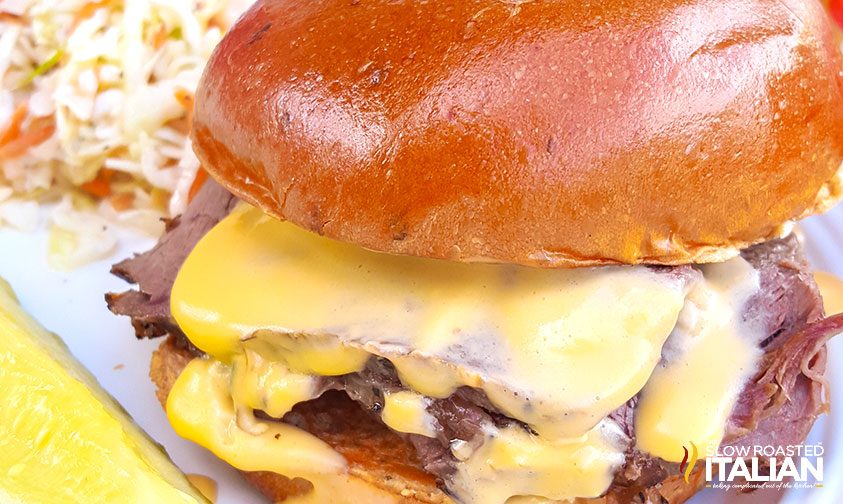 juicy cheeseburger on brioche bun