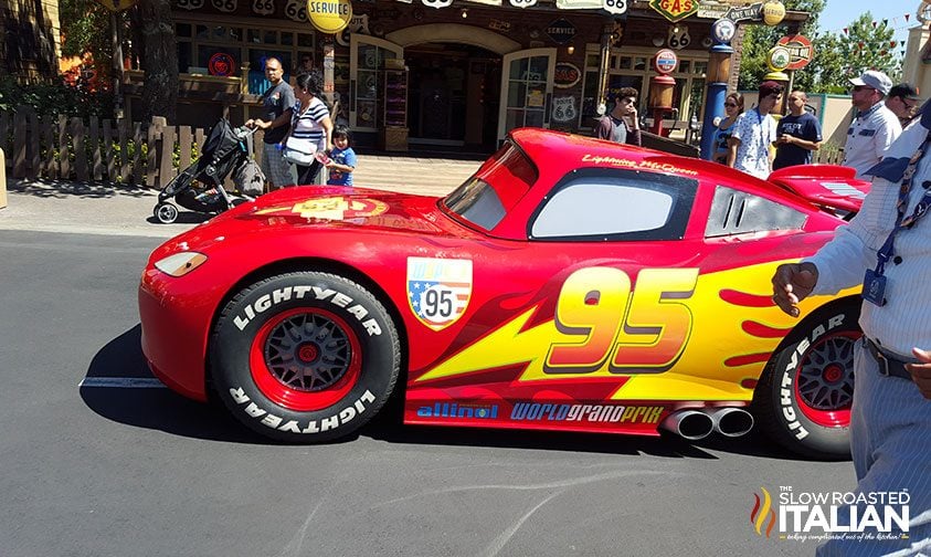 racecar at Cars Land restaurant in California