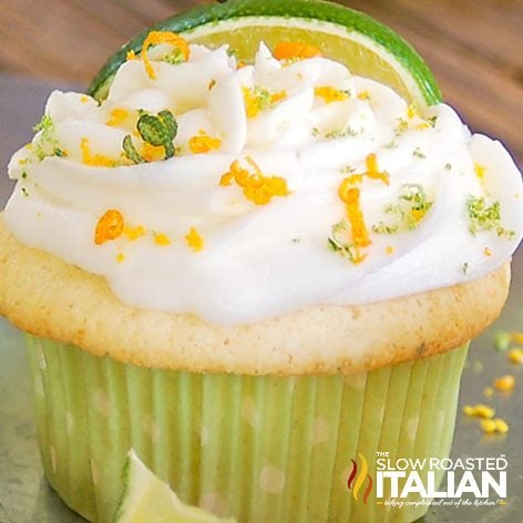boozy margarita cupcakes with lime zest