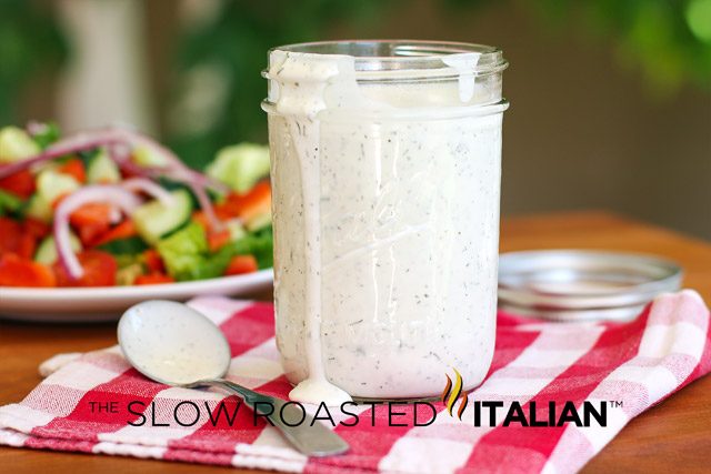 buttermilk ranch salad dressing in mason jar