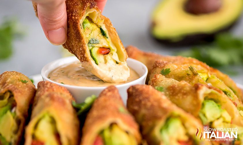 cheesecake factory avocado egg roll dipped in sauce