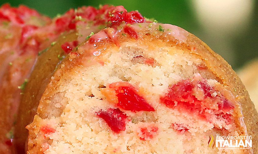 cherry 7-up cake, close up