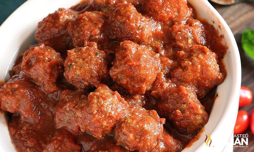 italian meatballs in white crockpot -wide