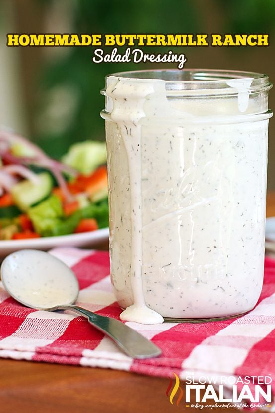 simple homemade buttermilk ranch dressing in glass jar