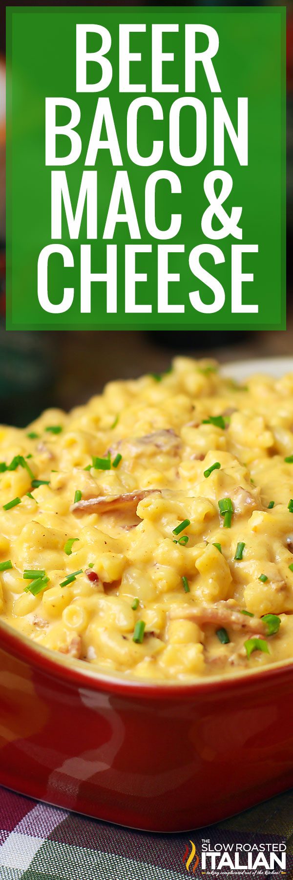 beer bacon mac and cheese long image