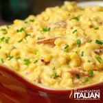 Beer Bacon Mac and Cheese in a pan