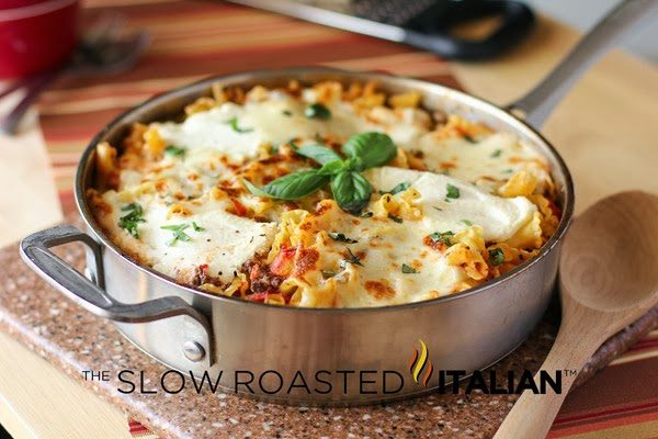 making lasagna recipe in a skillet