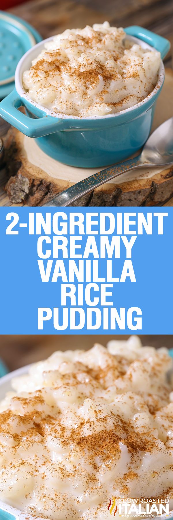 2 ingredient creamy vanilla rice pudding pin