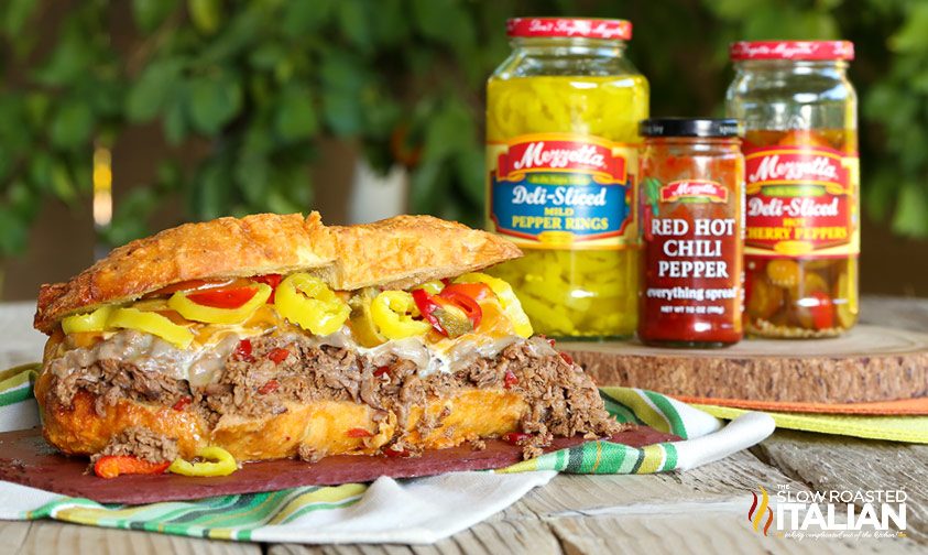 hot & spicy roast beef sandwich with melted cheese