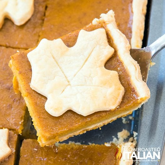 Slice of Pumpkin Slab Pie on a fork