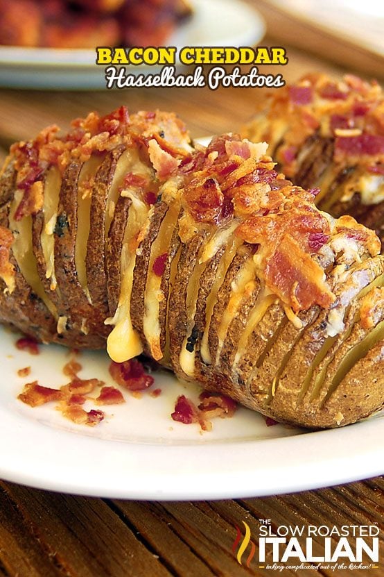 bacon cheddar stuffed potato on plate