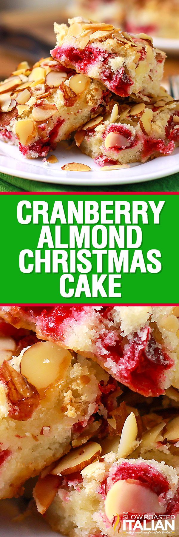 cranberry almond Christmas cake -pin