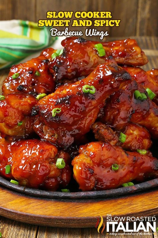 Slow Cooker Sweet and Spicy Barbecue Wings on plate
