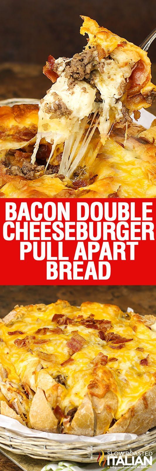 double bacon cheeseburger pull apart bread -pin