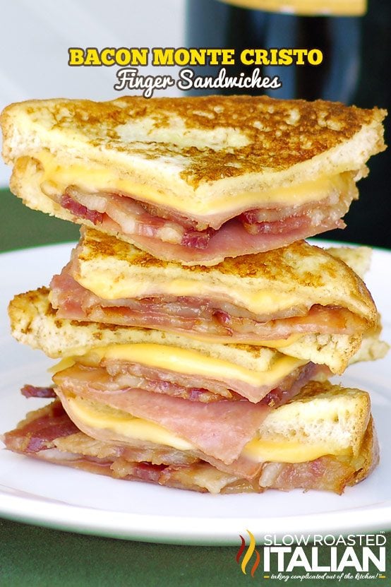 finger sandwiches with ham, bacon and cheese
