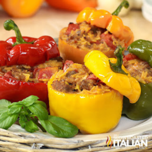 plate of cheesy italian stuffed peppers