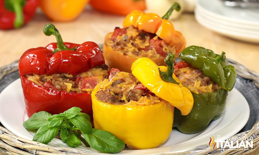 italian stuffed peppers close up