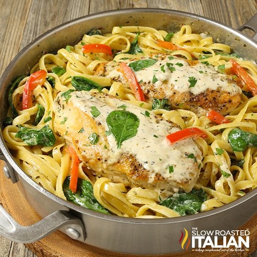 pot of Italian chicken linguine