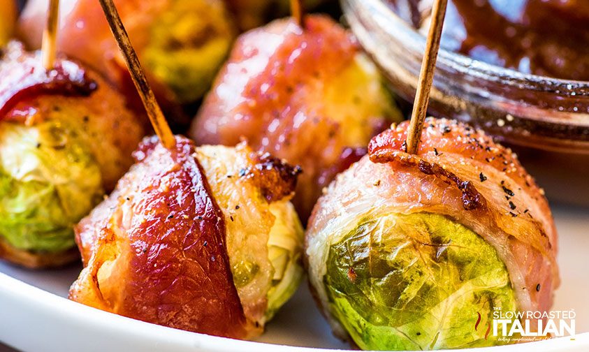 bacon wrapped brussel sprouts, close up