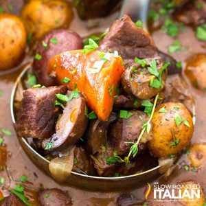 Slow Cooker Beef Bourguignon In Bowl