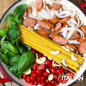 one pot pasta ingredients in large pot