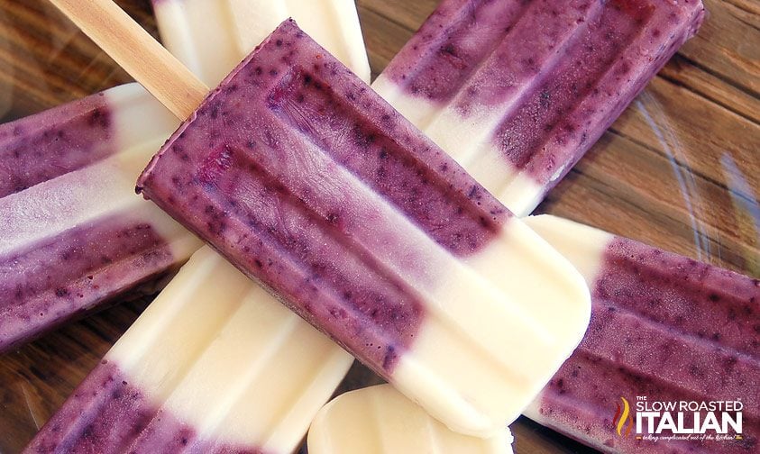 blueberry popsicles, close up