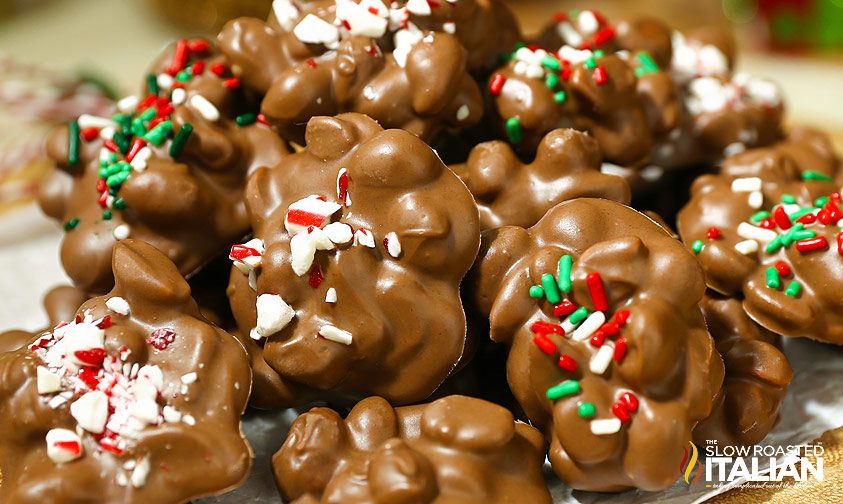 simple desserts of chocolate crockpot candy, stacked